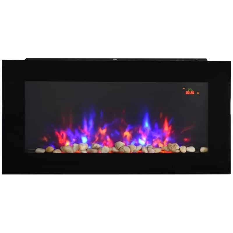 HOMCOM Electric Wall Mounted Fire With Remote - LED - Black - 820-181 9 HOMCOM Electric Wall Mounted Fire With Remote - LED - Black - 820-181 - Image 7