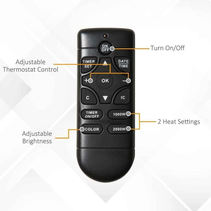 HOMCOM Electric Wall Mounted Fire - Black - 820-175 11 HOMCOM Electric Wall Mounted Fire - Black - 820-175 - Image 9