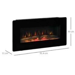 HOMCOM Electric Wall Mounted Fire With Remote - Black - 820-198V70 -Dimplexs Zone yqka1217ea4b8a0c2.jpg