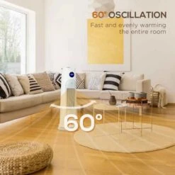 HOMCOM Oscillating Portable Electric Tower Heater - White - 820-357V70WT -Dimplexs Zone z3x5e218a45f54643.jpg