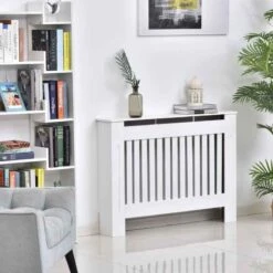 HOMCOM Slatted Radiator Cover - Small - White - 820-029 -Dimplexs Zone zhje9f17dc20a6afe.jpg