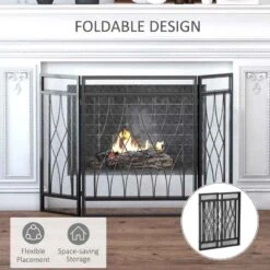 HOMCOM 3-Panel Folding Fireplace Screen Guard - Black - 820-240 19 HOMCOM 3-Panel Folding Fireplace Screen Guard - Black - 820-240 -Dimplexs Zone zxp88c18515604bd7.jpg